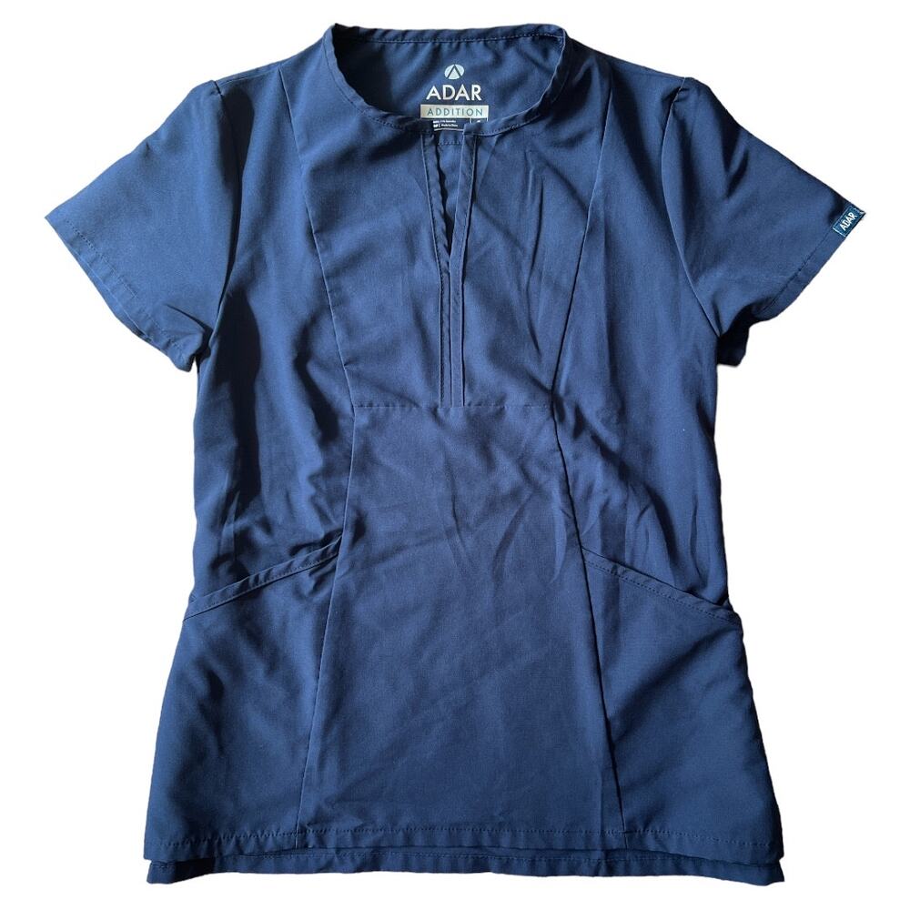 Adar Blue V Neck Top Scrubs, S